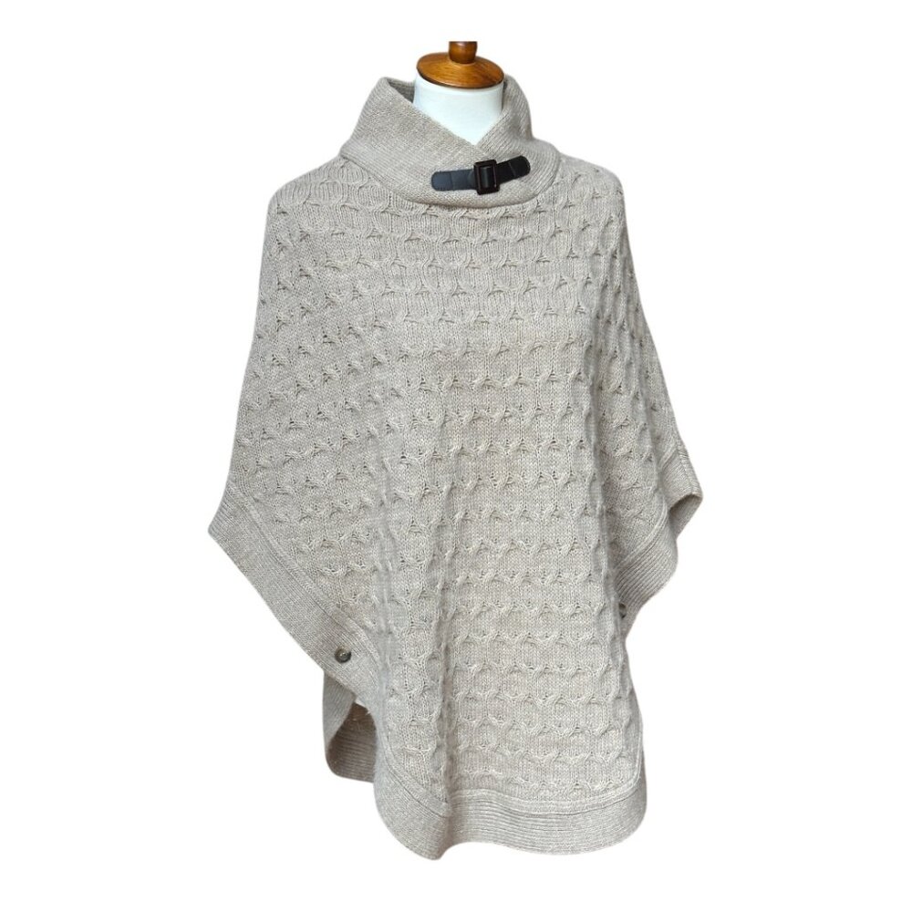 Chiaramente Tan Wool Blend Cape Poncho